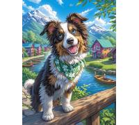 Dog in A Magical Farm Scene 500 Piece Jigsaw Puzzle Pack Wildlife Plant Teens Beginners Cognitive Development Puzzle Fans Group Play Anniversary Recycled Cardboard 500 PCS