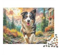 Dog in Autumn Sturdy Cardboard Jigsaw Walking Pet Art 1000 Pieces Classic Adult Impossible Hard Difficult Challenging Relaxation Creativity Gift Giving Family 52x38cm/1000pcs