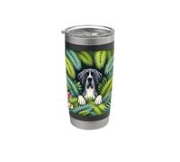 Dog in Botanical Flowers Floral Pattern Cute Great Dane Stainless Steel Insulated Tumbler