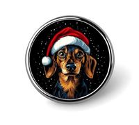 Dog in Christmas Round Brooches Colorful Fashion Button Pins Badge for Backpacks Shirts Scarf