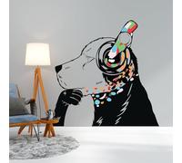 Dog in Headphones Stickers - Inspired by Banksy Graffiti Wall Decal 71 x 49 / Left (Main Photo)