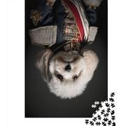 Dog in Military Uniform 5 Wooden Jigsaw Puzzles 1000 Pieces for Adults Jigsaw Puzzles for Adults 1000 Piece Puzzle Educational Games 1000pcs (75x50cm)