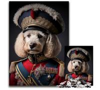 Dog in Military Uniform Jigsaws 1000 Pieces for Adults Difficult Puzzles for Adults Fun at Home Activities, Birthday Present, Travel Gifts 26X38CM/10.23x14.96inch