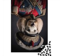 Dog in Military Uniform Paper Jigsaw Puzzles 1000 Pieces for Adults Jigsaw Puzzles for Adults 1000 Piece Puzzle Educational Games 1000pcs (38x26cm)