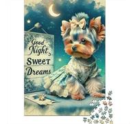 Dog in Moonlight 1000 Piece Jigsaw Puzzle Paper for Adults Sweet Dream Night View Puzzle Game for Family 70x50cm/1000pcs