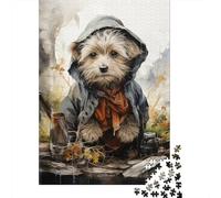 Dog in Raincoat 1000 Piece Jigsaw Puzzle for Adults | 38x26cm Charming dog in a raincoat brings warmth and whimsy to your puzzle time; ideal for relaxing solo or with friends