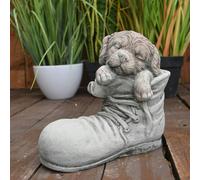 Dog in Shoe Stone Garden Ornament