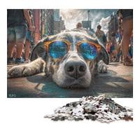 Dog In Sunglasses Wooden Jigsaw Puzzles 1000 Pieces for Adults Fun Toy Intellectual Game Home Decoration Stress Relief Education Game Premium & Durable 1000pcs (75x50cm)