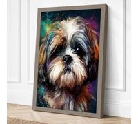 Dog in the Cosmos Canvas Wall Art Print 36x24 Inch