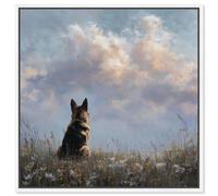 Dog in the Flowers I Canvas Print Pet Wall Decor by Art Remedy, White Frame, 16 x 16