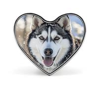 Dog in The Snow Button Pin Heart Shape Metal Lapel Pins Badges Personalized Pinback Button Badges Novelty Funny Enamel Pins Fashion Cute Heart Brooch Pin for Backpacks Jackets Bags