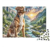 Dog in Valley 1000 Piece Jigsaw Puzzle for Adults Paper Sunset Landscape Puzzle Game 70x50cm/1000pcs