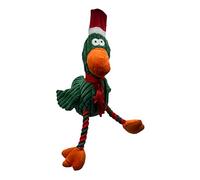 Dog Interactive Christmas Pet Plush Chew Toy Squeak Honking Santa Snowman Reindeer Penguin Turkey Dog Toys Soft Natural Corduroy Stuffed Dog Pet Xmas Toy Gift (Turkey Green)