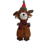 Dog Interactive Christmas Pet Plush Chew Toy Squeak Honking Santa Snowman Reindeer Penguin Turkey Dog Toys Soft Natural Corduroy Stuffed Dog Pet Xmas Toy Gift (Rudolph TPR Arms & Legs)