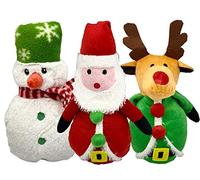 Dog Interactive Christmas Pet Plush Rope Leg Chew Toy Squeak Honking Dog Toys Snowman Penguin Rudolph Dog Rope Toys Xmas Gift Dogs Pack of 3 (Santa Snowman Rudolph)