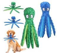 Dog Interactive Play Toy,No Stuffing Octopus Dogs Chew Toy 2Pcs Squeaky Plush Puzzle Toys Octopus Shell Voice Toys for Small Medium and Large Dogs Playing
