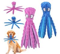 Dog Interactive Play Toy,No Stuffing Octopus Dogs Chew Toy 2Pcs Squeaky Plush Puzzle Toys Octopus Shell Voice Toys for Small Medium and Large Dogs Playing