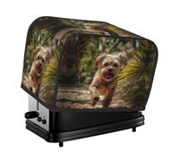 Dog Is Running Toaster Cover 2 Slice, Waterproof Bread Machine Covers with Pockets Universal Size Kitchen Small Appliance Cover with Handle, Dust and Fingerprint Protection