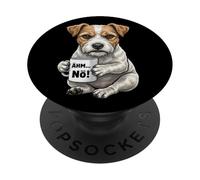 Dog Jack Russell Terrier with Mug Coffee Says No, Am nö PopSockets Adhesive PopGrip