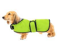 Dog Jacket Adjustable Lightweight Dachshund Raincoat with Reflective Straps and Harness Hole Best Gift for Dachshund -Green -S