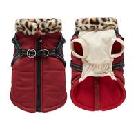 Dog Jacket Waterproof-Polyester Material 11x9in, Package Size, Reflective Winter Jacket, Built-in Harness, Rope Attachment | Small Medium Dogs Pet Vest, Night Walk Safety Outdoor War