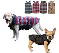 Dog Jackets - Winter Windproof Waterproof Reversible Plaid Cozy Vest Coat with Fleece Lining for Small, Medium, and Large Dogs, Ideal for Cold Weather Apparel