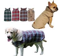 Dog Jackets - Winter Windproof Waterproof Reversible Plaid Cozy Vest Coat with Fleece Lining for Small, Medium, and Large Dogs, Ideal for Cold Weather Apparel