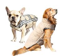 Dog Jackets - Winter Windproof Waterproof Reversible Plaid Cozy Vest Coat with Fleece Lining for Small, Medium, and Large Dogs, Ideal for Cold Weather Apparel