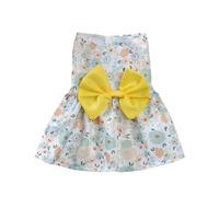 Dog Jumper Dog Princess Dress Cute Print Puppy Dresses With Bowknot Sweet Cat Skirt Summer Thin Pet Wedding Party Doggies Clothes(Yellow,S)