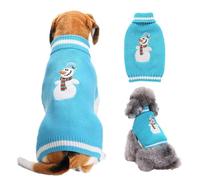 Dog Jumper for Dogs - Christmas Striped Knitted Jumper with Race & Snowman Motif, Soft Cuff Material, Suitable for Poodle & Corgi - Cute & Winter Cosy (B, 2XL)
