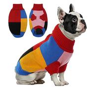 Dog Jumper for Winter with Harness Hole | Warm Dog Sweater with Harness Hole for Walks | Soft Stretch Turtleneck Pet Clothing for Medium Dogs | French Bulldog, Cocker Spanie, Rainbow Pop L