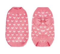 Dog Jumper,Pet Knit Sweater with Heart Pattern Cosy Pink or Red Dog & Cat Jumper,Two-Leg Coverage,Soft Yarn Knitting Winter Warm Pet Clothes Sot Plush Onesie for Cats and Small Dogs (Pink, L)