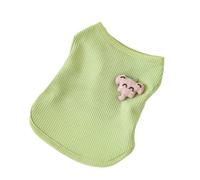 Dog Jumper Pet Summer Cool And Breathable Small Tank Top Cat And Dog Clothes Simple And Cute(Green,M)