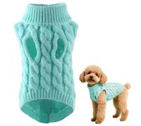 Dog Jumper Winter Pullover, Cute Pet Puppy Cat Dog Warm Jumper Sweater, Knitted Warm Turtleneck Christmas Sweater for Cold Weather, for Small Medium Dogs Cats, Skyblue, L