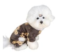 Dog Jumper Winter Warm Dog Jumpsuit Pet Clothes For Small Dogs Autumn Four Legs Pajamas Plush Coat Costumes(Brown,XXL)