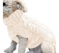Dog Jumpers Soft Warm Outfit Dog Sweaters Warmer Thickening Pullover Knitwear Crochet Coat Clothes Puppy Cat Cold Weather Knitted Clothes for Small Medium Large Dogs (White, M)