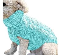Dog Jumpers Soft Warm Outfit Dog Sweaters Warmer Thickening Pullover Knitwear Crochet Coat Clothes Puppy Cat Cold Weather Knitted Clothes for Small Medium Large Dogs (Sky Blue, XL)