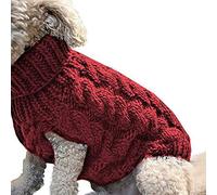 Dog Jumpers Soft Warm Outfit Dog Sweaters Warmer Thickening Pullover Knitwear Crochet Coat Clothes Puppy Cat Cold Weather Knitted Clothes for Small Medium Large Dogs (Red, M)