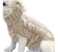 Dog Jumpers Soft Warm Outfit Dog Sweaters Warmer Thickening Pullover Knitwear Crochet Coat Clothes Puppy Cat Cold Weather Knitted Clothes for Small Medium Large Dogs (Khaki, M)