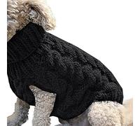 Dog Jumpers Soft Warm Outfit Dog Sweaters Warmer Thickening Pullover Knitwear Crochet Coat Clothes Puppy Cat Cold Weather Knitted Clothes for Small Medium Large Dogs (Black, S)
