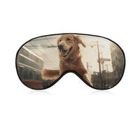 Dog Jumping in Air Sleep Mask Soft Comfortable Eye Mask with Adjustable Strap Eye Cover Eye Shade for Men Women Work Travel
