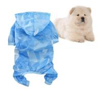 Dog Jumpsuit Summer Style Light Blue Nylon Fabric M | Ultra-thin, Super Light Feel, Easy to Wear and Take, for Cat and Dog, Hooded Sunscreen Apparel