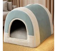 Dog Kennel Bed 2 in 1, Cozy Warm Sleeping Nest with Large Interior Space, Non-slip Anti Anxiety Soft Cushion for Small to Large Dogs