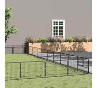 vidaXL Dog Kennel Black 100 m? Steel Puppy Enclosure Outdoor Patio Dog Cage