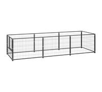 vidaXL Dog Kennel Black 3 m? Steel Puppy Enclosure Outdoor Patio Dog Cage