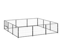 vidaXL Dog Kennel Black 9 m? Steel Puppy Enclosure Outdoor Patio Dog Cage
