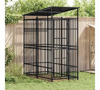 Dog Kennel Black Powder-Coated Steel 103x200x228 cm With Roof Lockable Door Pet