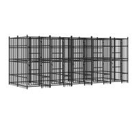 Dog Kennel Black Powder-Coated Steel 480x192x200cm Lockable Door Large Play Run