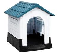 Dog Kennel Blue Polypropylene 57 x 68 x 66 cm Weatherproof with Raised Floor Insulation and UV-Resistant Roof Ideal as a Dog House, Puppy House, Sleeping Place for Garden, Patio