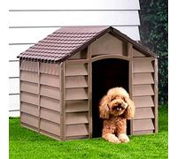 Dog Kennel Brown 86 x 84 x 82 cm Polypropylene Weatherproof Waterproof Insulated for Outdoor Garden Patio Balcony as a Retreat and Sleeping Place for Dogs Puppies